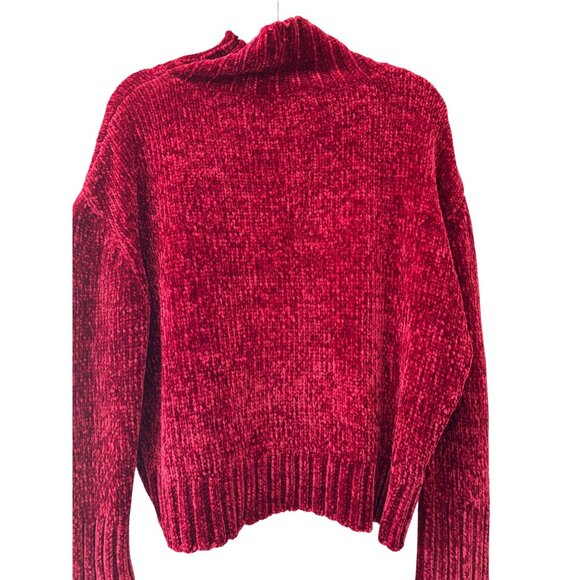 Chelsea & Theodore Red Chenille Turtleneck Sweater L Soft Plush Cozy Fall Winter - Picture 9 of 10